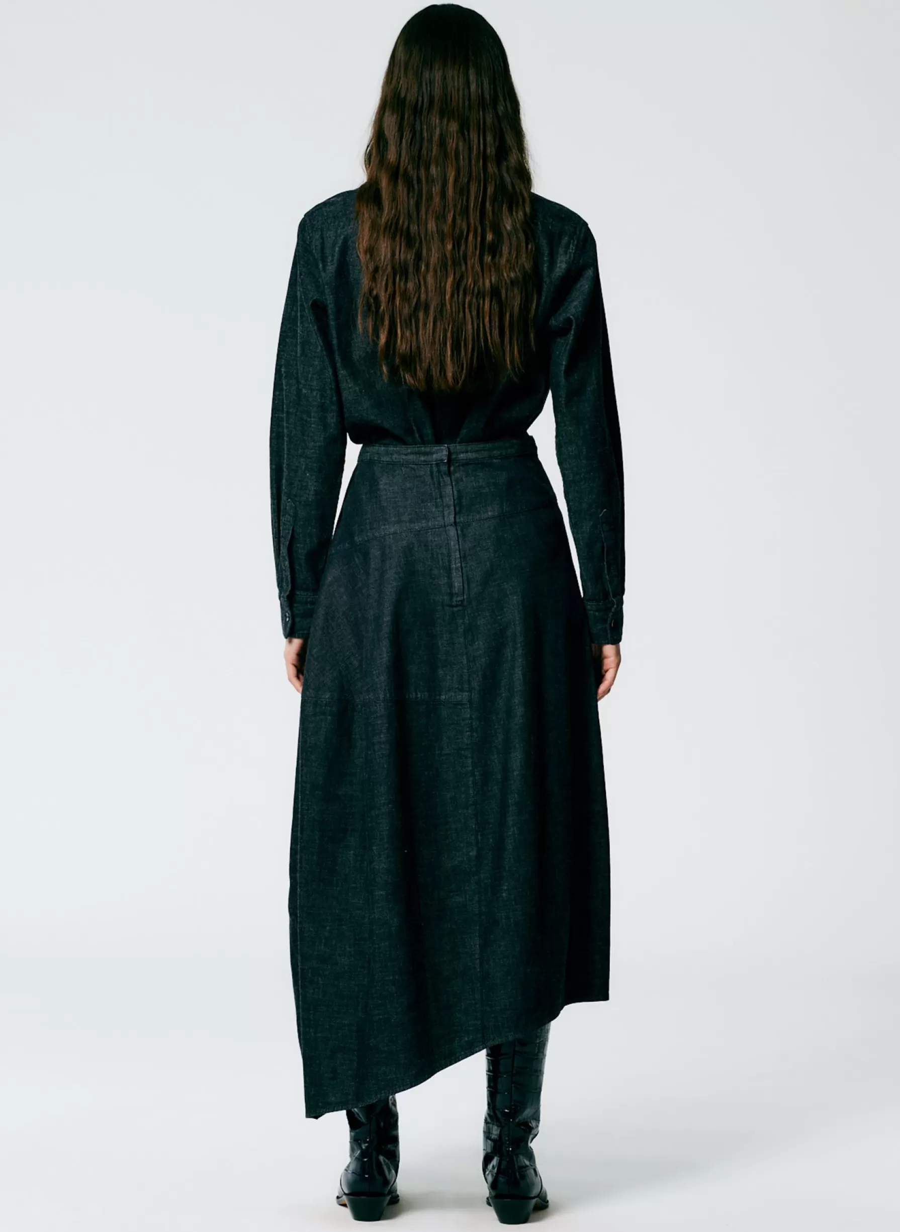 Tibi Light Weight Stone Washed Denim Asymmetrical Balloon Skirt - Regular Black Fashion