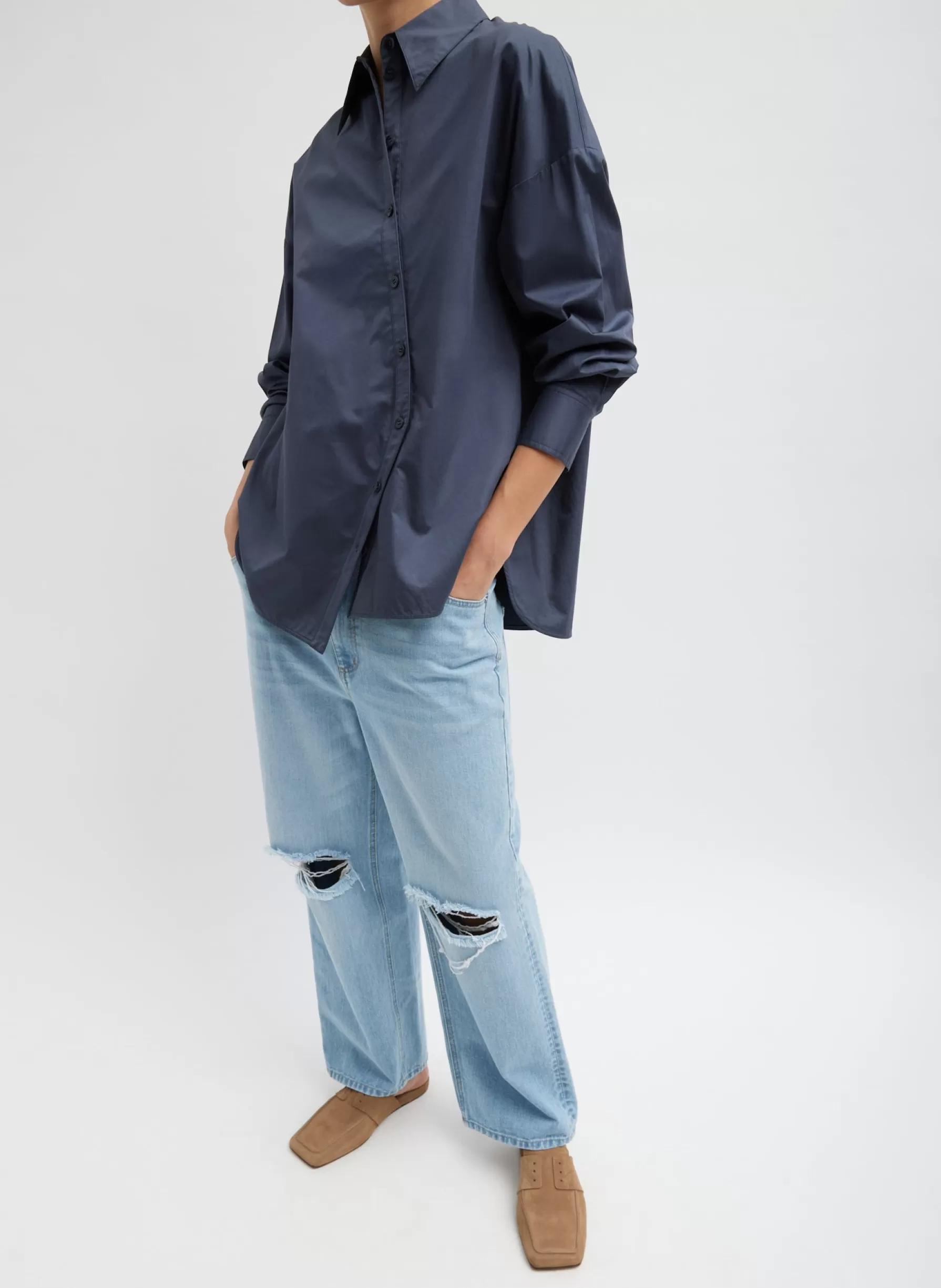 Tibi Vintage Wash Denim Ryder Jean Vintage Blue Clearance