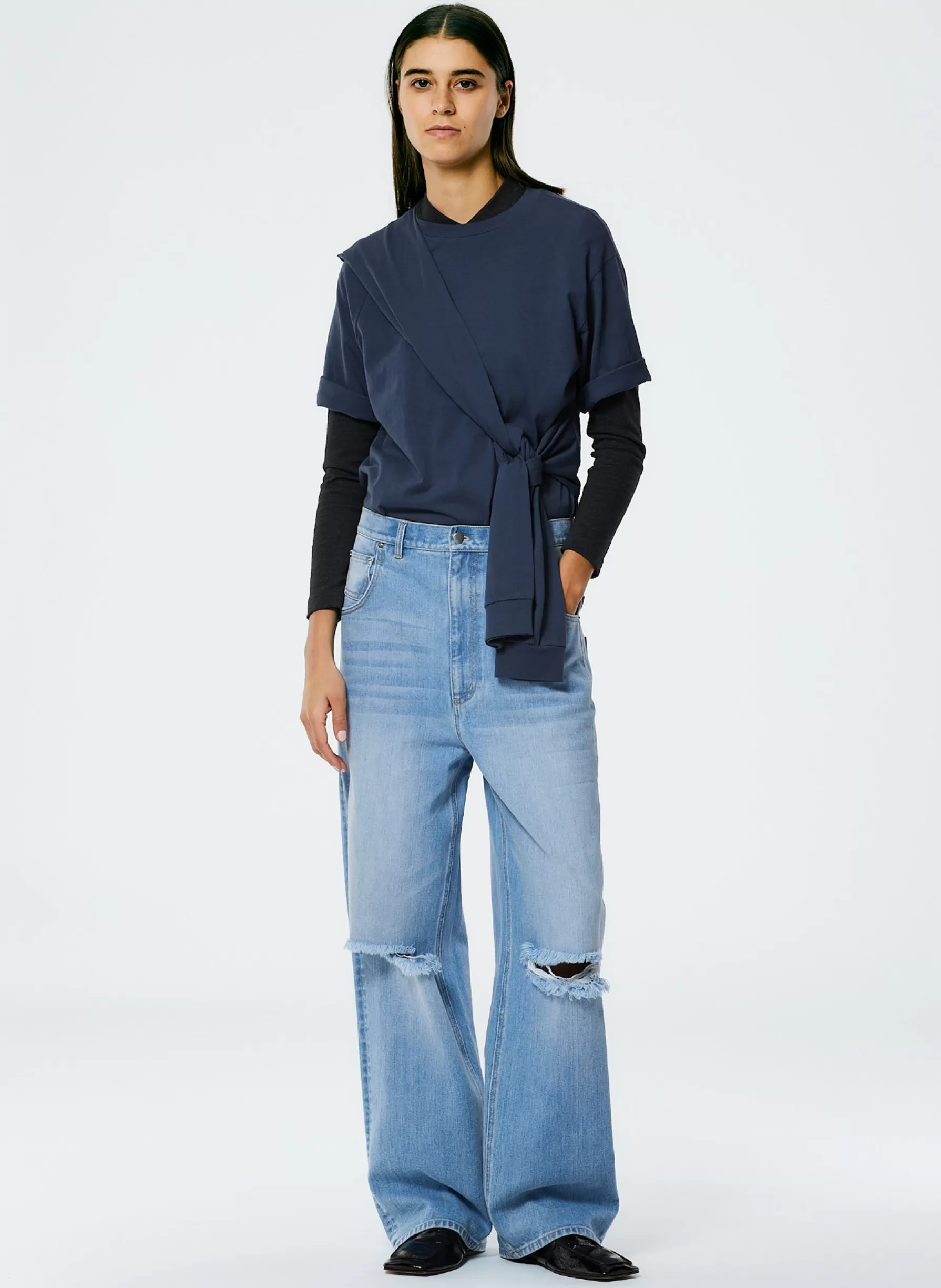 Tibi Vintage Wash Denim Ryder Jean Vintage Blue Clearance